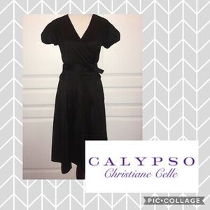 CALYPSO Black Silk Wrap Julia Dress XS